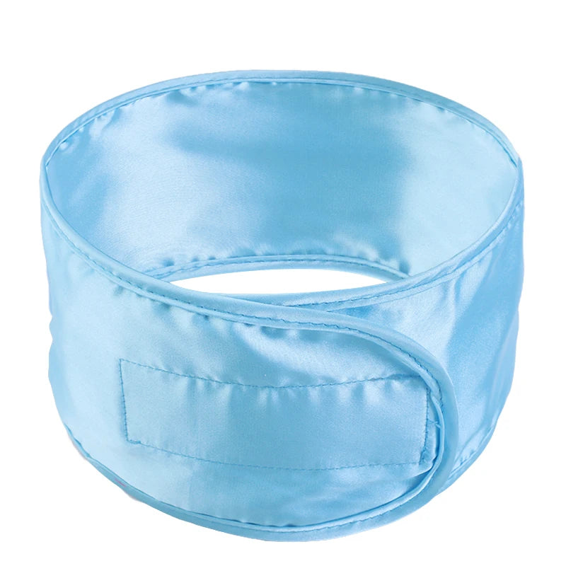 New Women Soft Silky Satin Headband Adjustable Sports Hairband Yoga Spa Bath Shower Wash Face Make up Cosmetic Wide Head Band