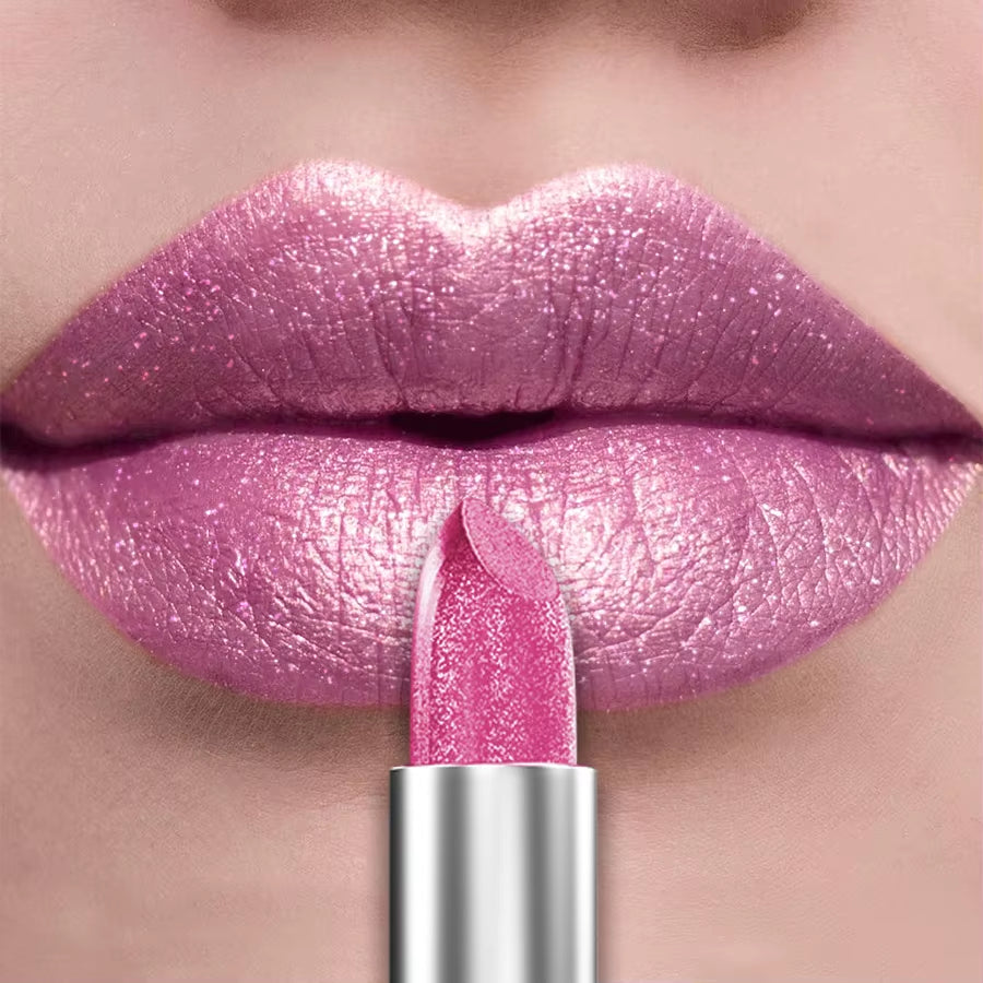 21Colors Bold & Intense Glitter Shiny Metallic Lipstick Pearlescent Lip Tint,Long Lasting Lip Senior Matte Lip Makeup Gifts For