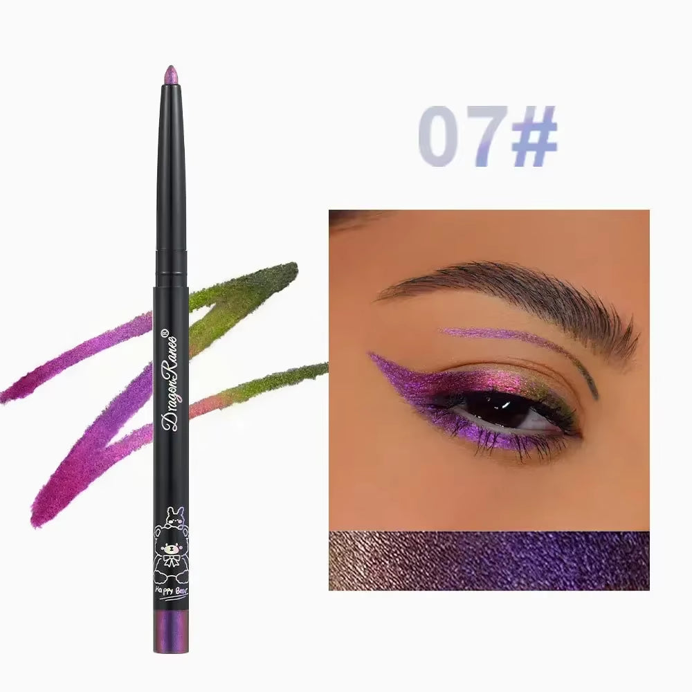Glitter Metallic Eye Shadow Liner Pencil Waterproof Shiny Chrome Eyeliner Pearl Green Gold Purple Lying Silkworm Pen Makeup Tool