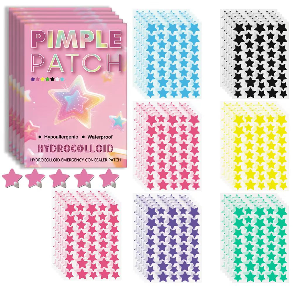 Assorted Sizes Colorful Stars Hydrocolloid Pimple Patches for Covering Zits Blemishes Spots, Acne Patches Stickers 1400 Counts