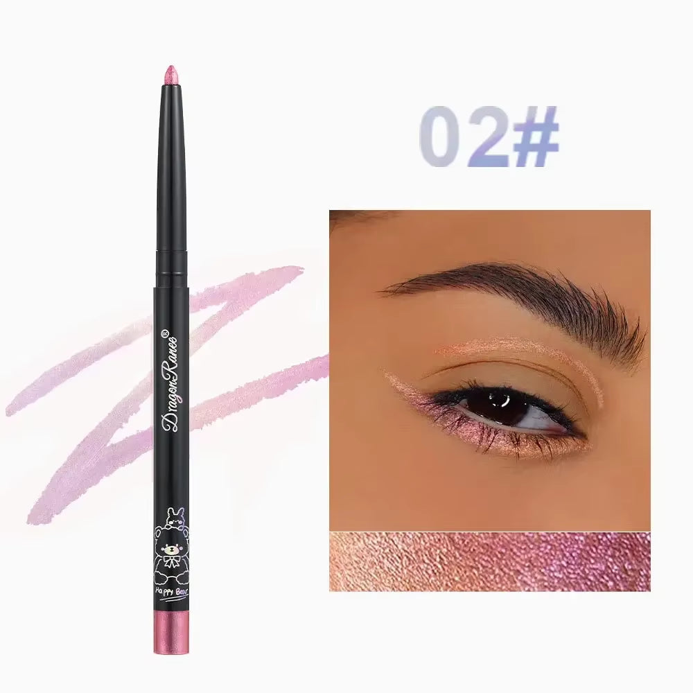 Glitter Metallic Eye Shadow Liner Pencil Waterproof Shiny Chrome Eyeliner Pearl Green Gold Purple Lying Silkworm Pen Makeup Tool