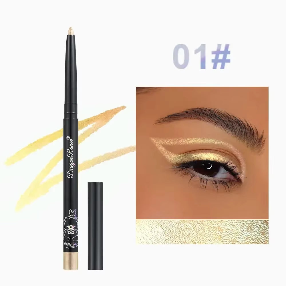 Glitter Metallic Eye Shadow Liner Pencil Waterproof Shiny Chrome Eyeliner Pearl Green Gold Purple Lying Silkworm Pen Makeup Tool