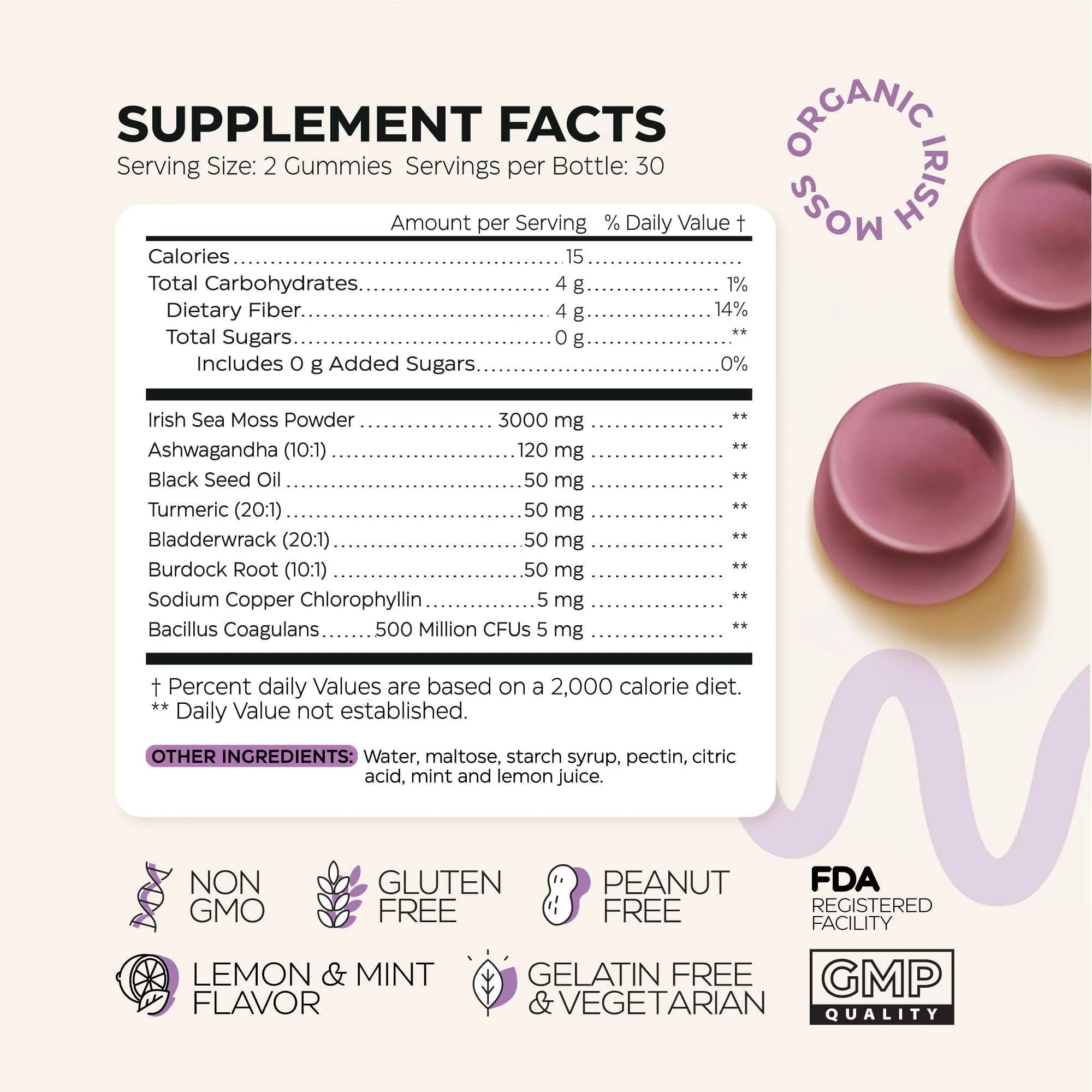 Multimineral Sea Moss Glow Gummies 3000 Mg Irish Seamoss for Immunity Thyroid