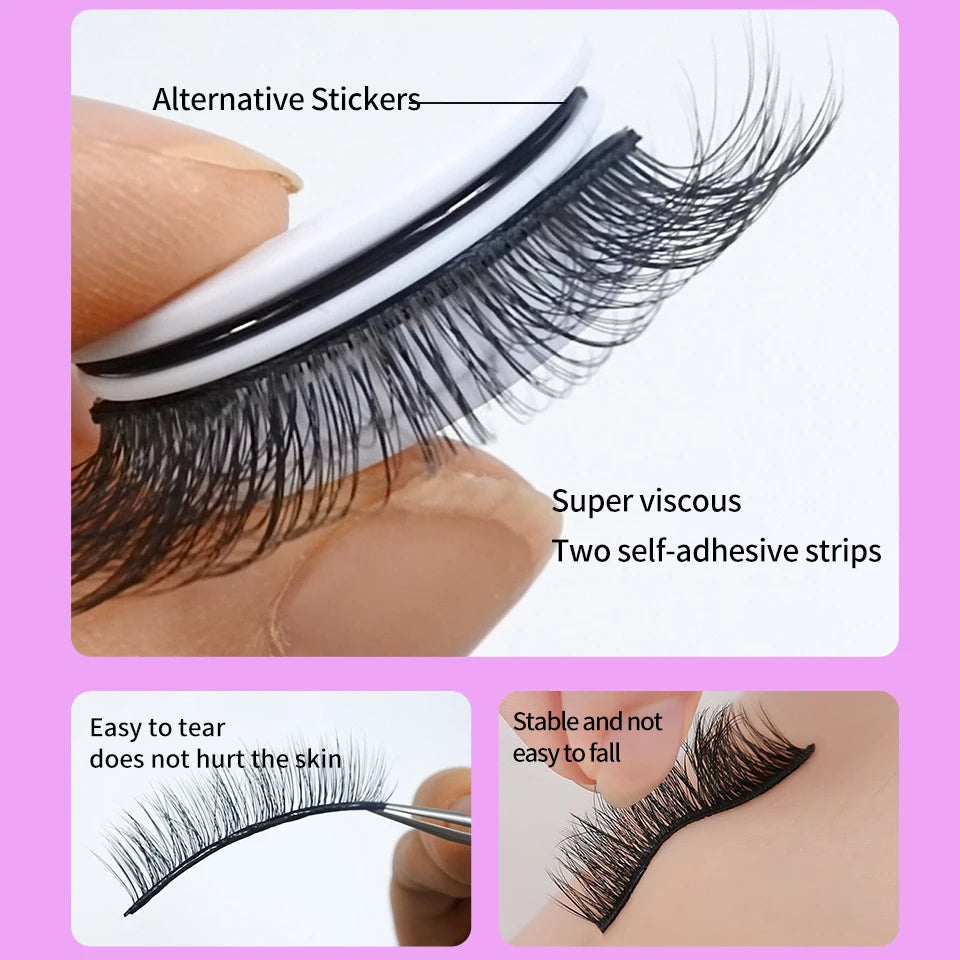 Reusable Adhesive Eyelashes New Arrival Wispy Thick Natural Eye Lashes Makeup Fake Eyelashes  