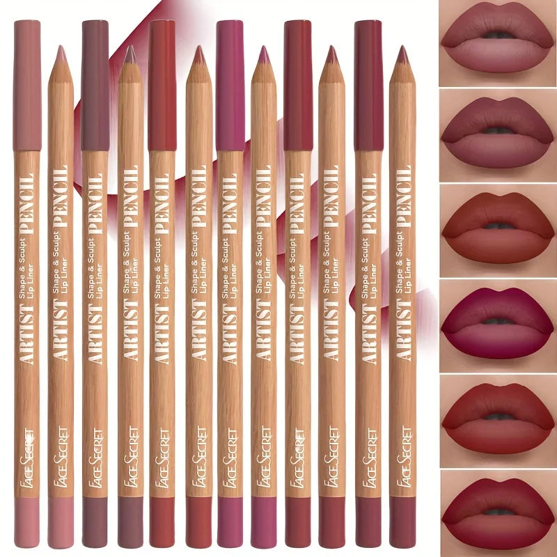 6Pcs Velvet Matte Lip Liner Set - Long-Lasting Versatile Shades Longlasting Lip Makeup Berry, Brown, Pink Lip Pencil