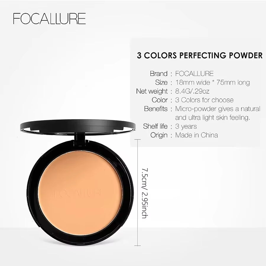 Mineral Face Pressed Powder Natural Foundation Oil Control Smooth Finish 3 Colors Concealer Setting for Makeup