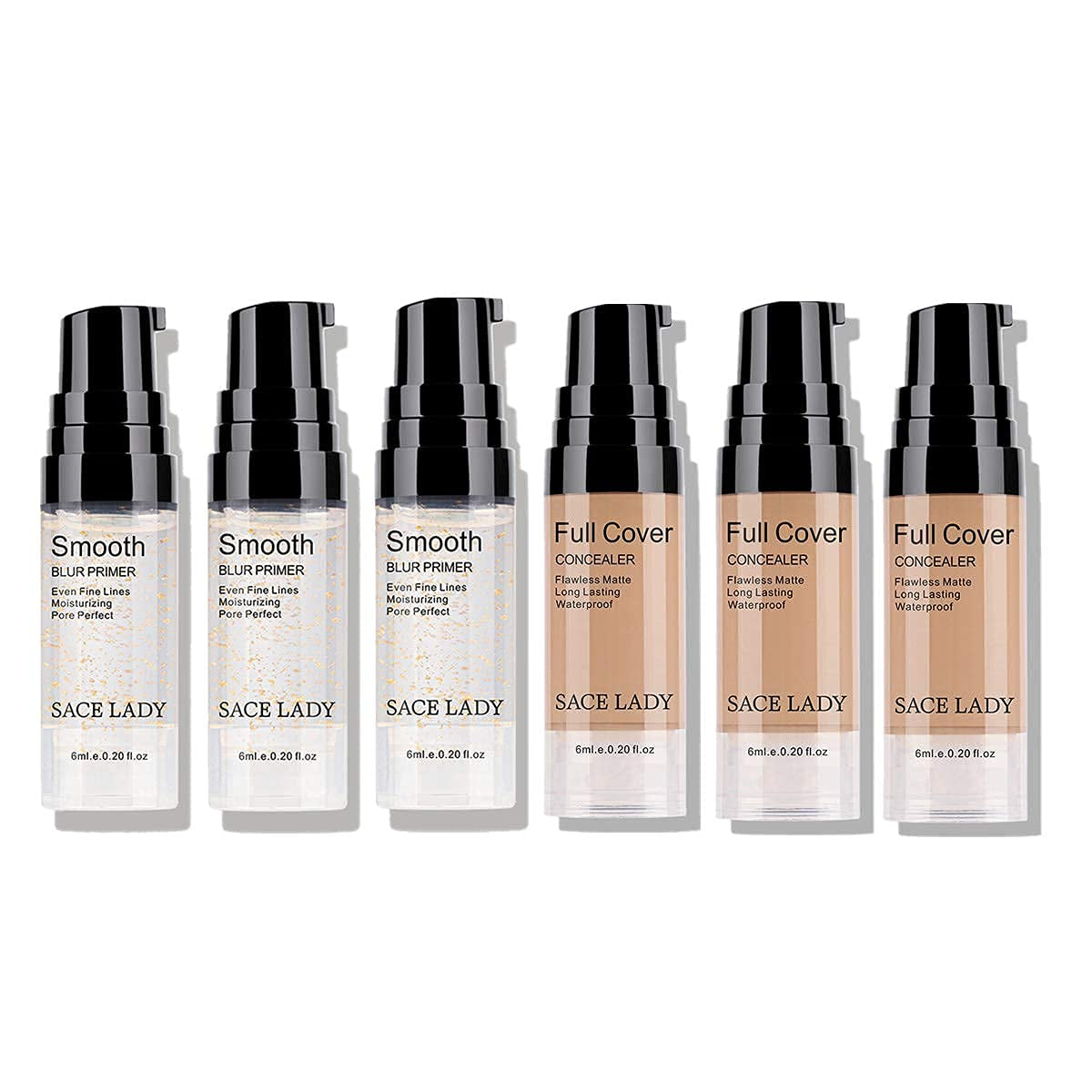 Face Primer Makeup(3Pcs) & Full Cover Concealer(3Pcs) Women Makeup Set, Smooth Creamy Cosmetic Perfectly Cover Face Body Blemishes,Tattoos,Brown Spots,Eye Circles