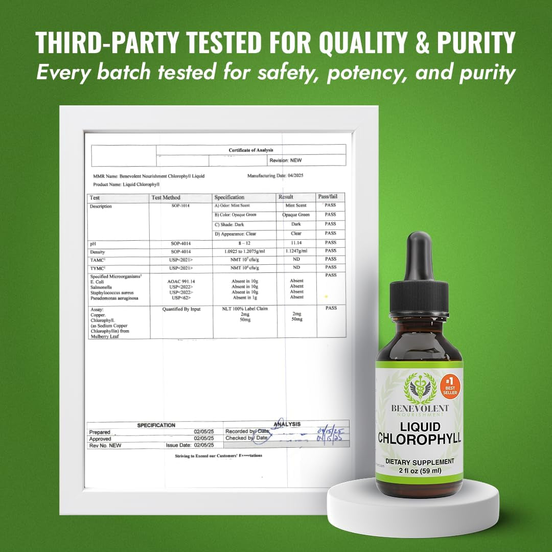 Chlorophyll Supplement, Detox & Immune Support, Internal Deodorizer - Liquid Drops, Natural Mint Flavor, 4 Month Supply, 59Ml