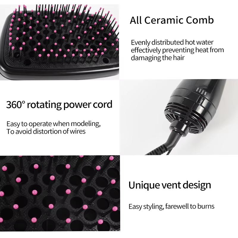 New Arrival 2 in 1 Multifunctional Hot Air Brush Comb Straightener Tangle-Free Hair Dryer Brush
