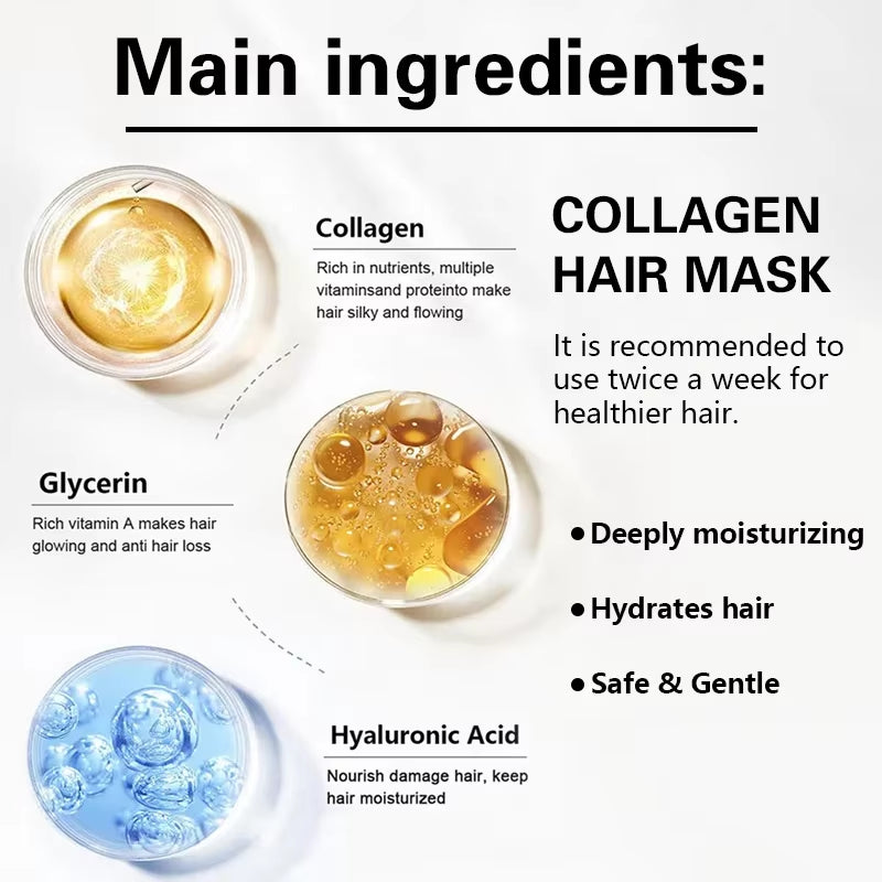 Collagen Hair Care Deep Repair Conditioning Moroccan Argan Oil Hair Mask Essencefor Dry Damaged Hair Repair Revitalize Hair Care