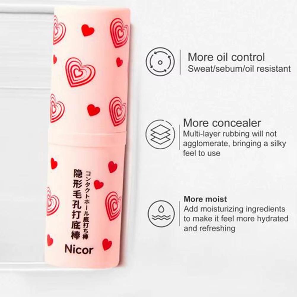 Invisible Pore Primer Stick Waterproof Pore Eraser Face Primer Makeup Base Oil-Control Moisturizing Fine Lines Isolation Make Up