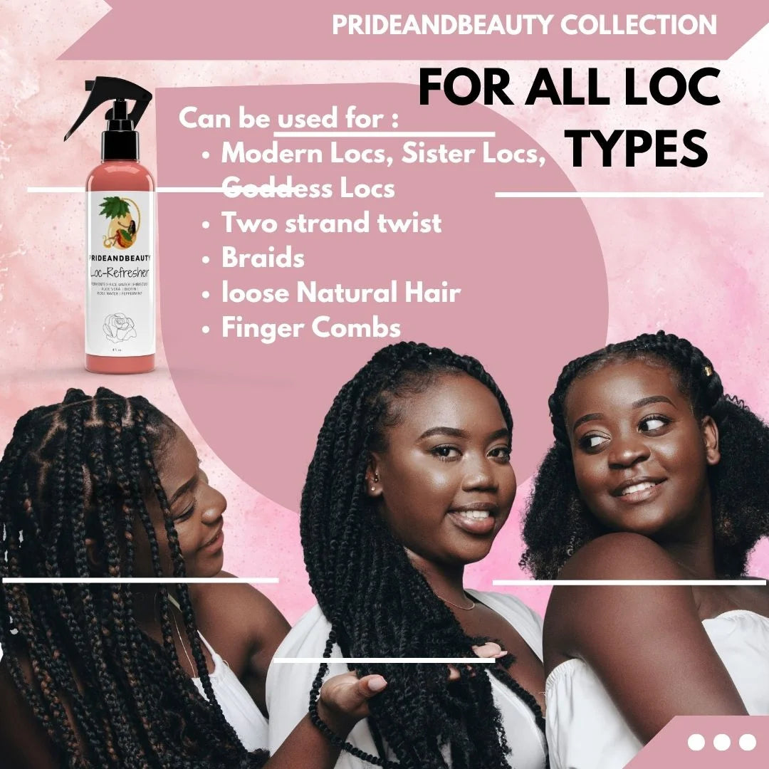 Loc Refresher Spray with Rosewater & Peppermint Natural Dreadlock Spray for Hair Growth, Moisture & Scalp Care – 4 Fl Oz