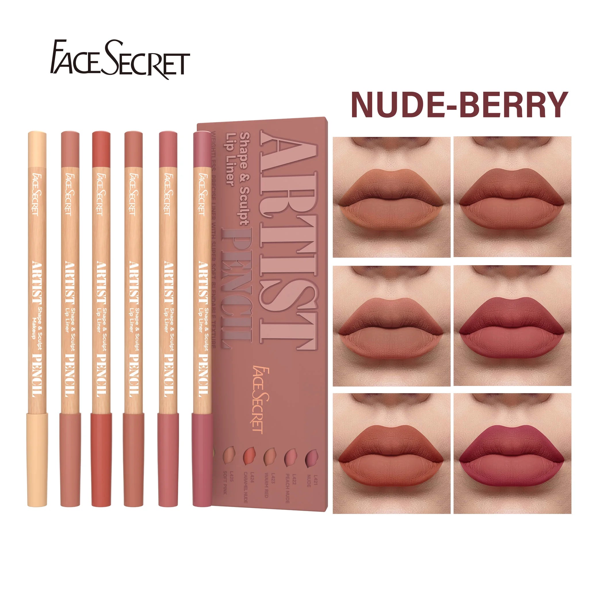 6Pcs Velvet Matte Lip Liner Set - Long-Lasting Versatile Shades Longlasting Lip Makeup Berry, Brown, Pink Lip Pencil