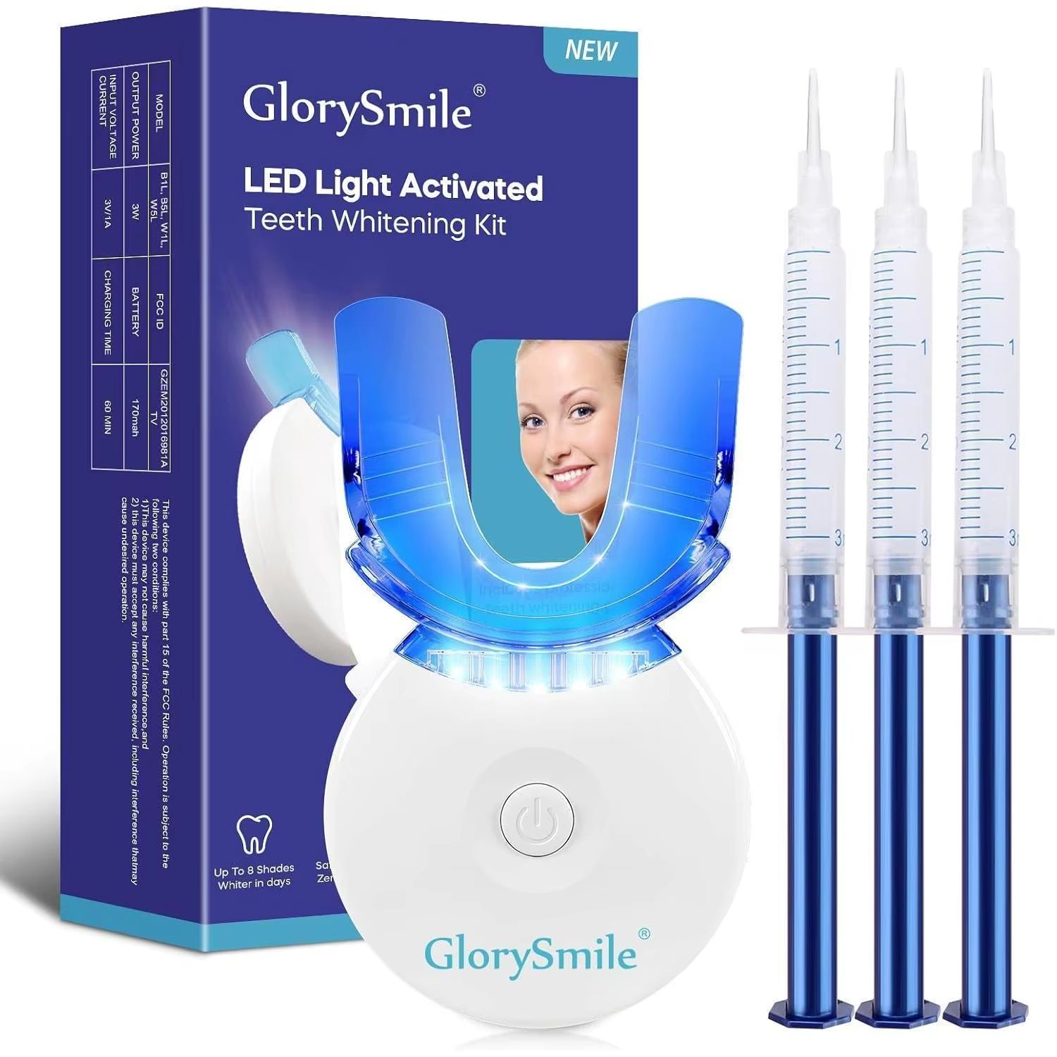 Teeth Whitening Kit with LED Light, 10 Min Fast Teeth Whitener with 3 Professional Teeth Whitening Gel, Safe Enamel and Non-Sens
