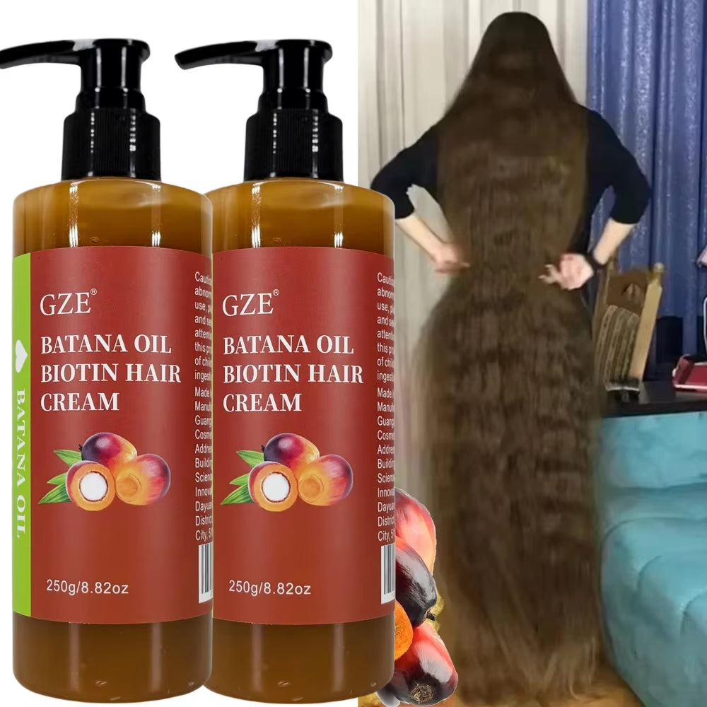 2 Pack  Batana Oil Biotin Hair Cream Strong Hair Anti-Breakage Repair Split Ends Silky for Dry Hair