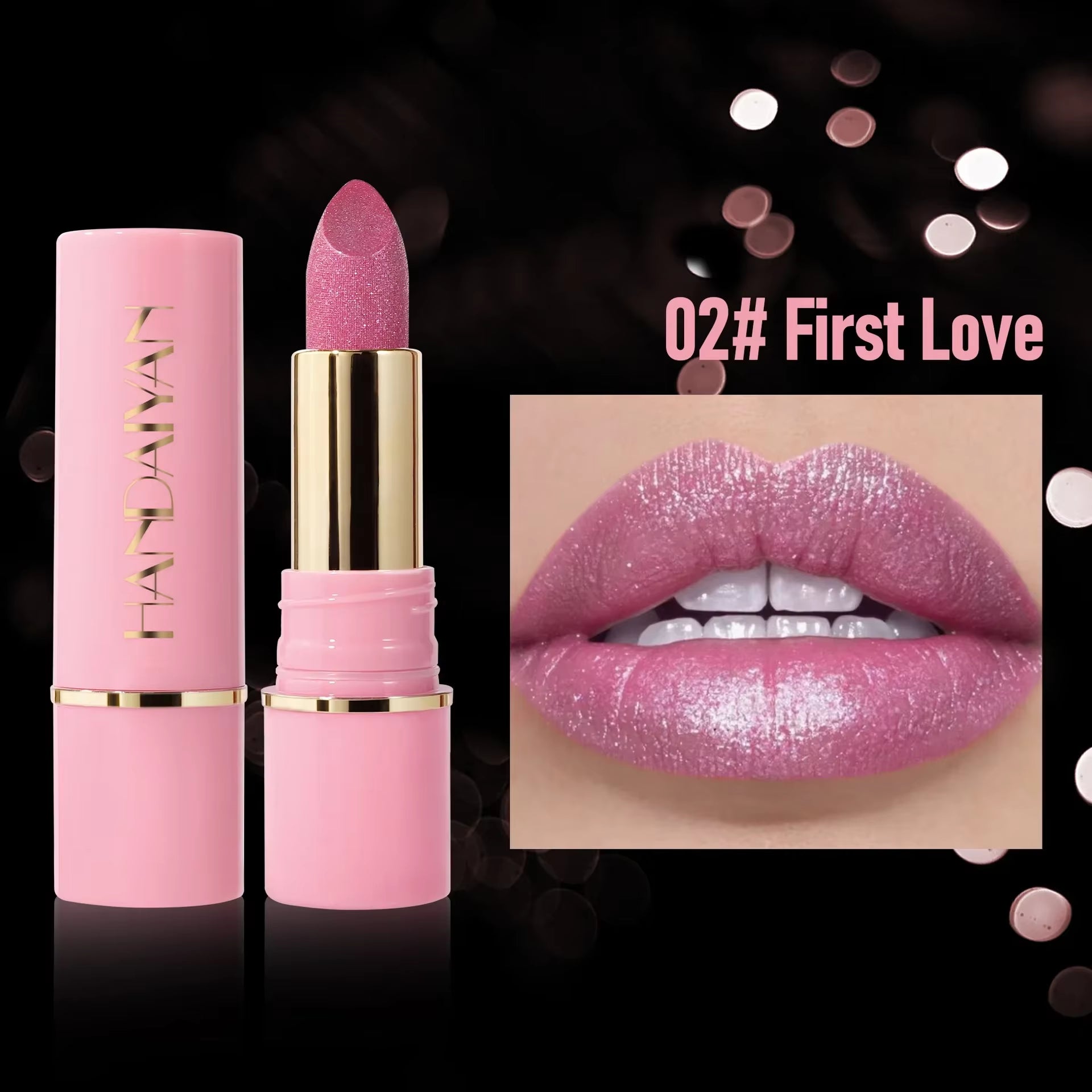 8Colors Matte Glitter Lipstick Waterproof Long Lasting Diamond Pearlescent Metallic Purple Sparkling Lip Stick Makeup Cosmetic