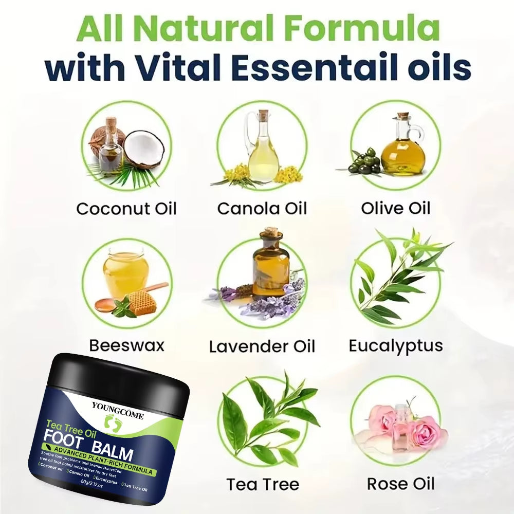 Tea Tree Oil Foot Cream Repairs Cracked Feet Deeply Moisturizes and Nourishes Dry Rough Skin,Softens Hard Skin