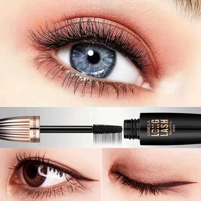 Waterproof 4D Mascara Thick Long Smudge-Proof Plump Encrypted Long-Lasting Curling Large Eye Makeup Makeup Tools