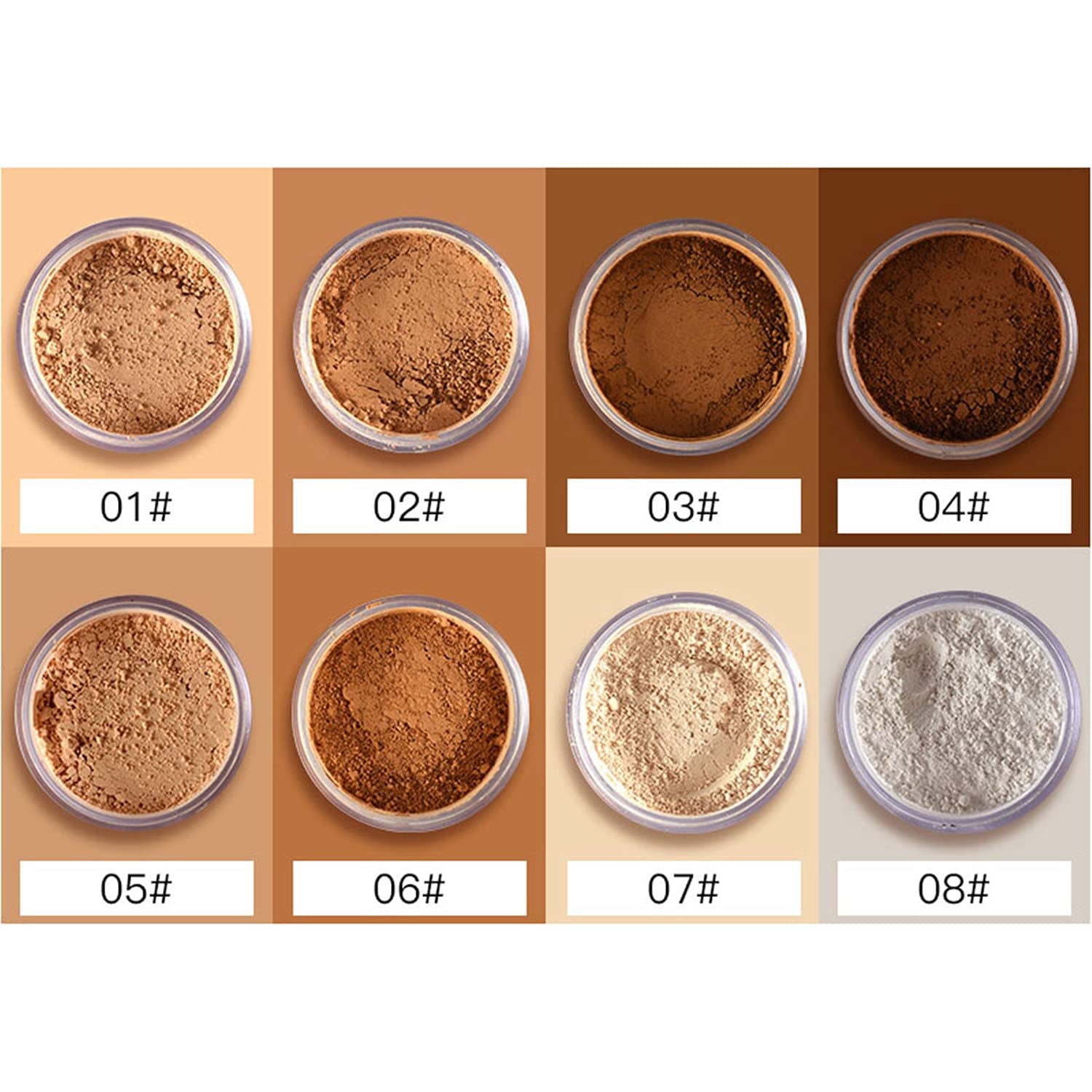 Matte Setting Loose Powder 8 Colors Smooth and Lightweight Face Powder for Brightening and Setting Makeup with Face Puff (03 Soleil)