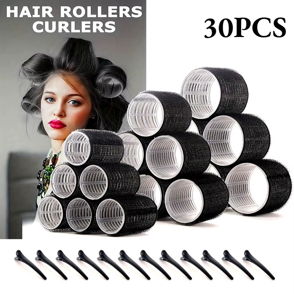 30Pcs Heatless Hair Styling Kit with Self-Grip Rollers 18Pcs 12Pcs Clips DIY Easy to Use Hair Care Beauty Tools for Natural Wave
