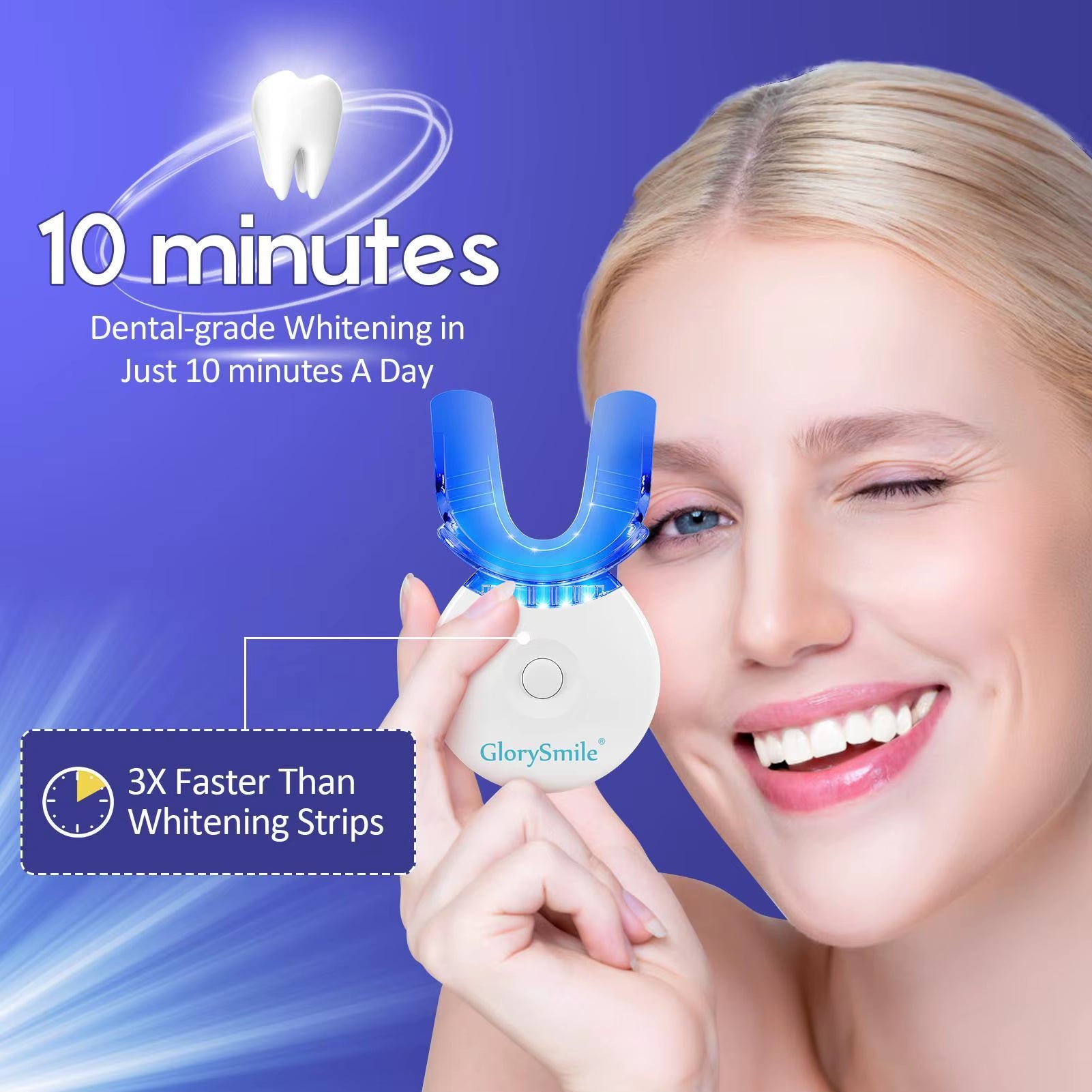 Teeth Whitening Kit with LED Light, 10 Min Fast Teeth Whitener with 3 Professional Teeth Whitening Gel, Safe Enamel and Non-Sens