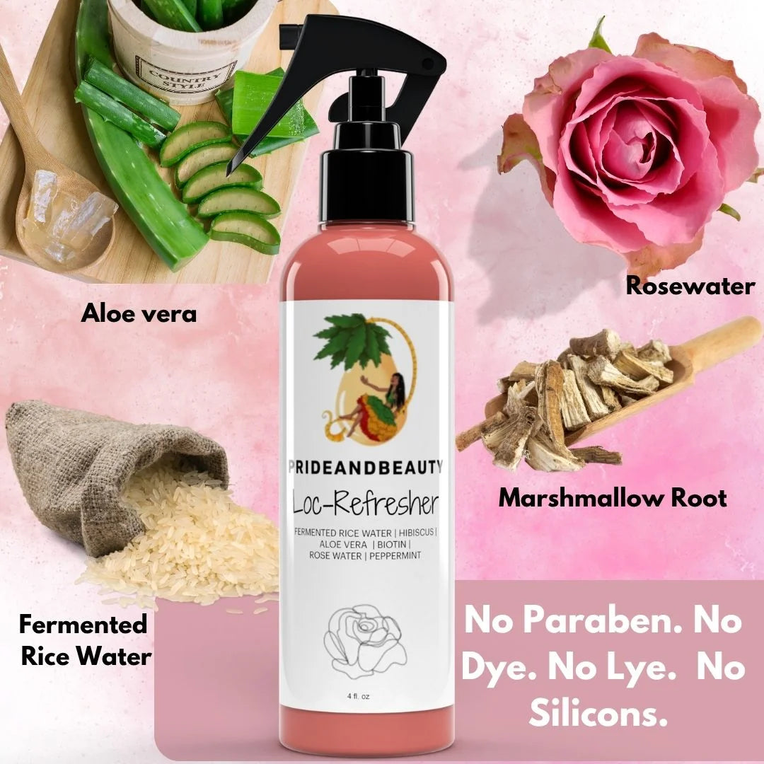 Loc Refresher Spray with Rosewater & Peppermint Natural Dreadlock Spray for Hair Growth, Moisture & Scalp Care – 4 Fl Oz