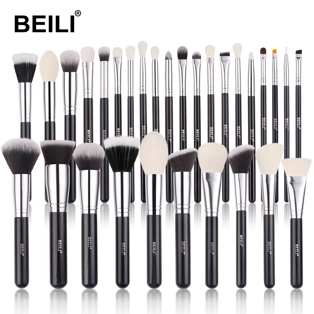 Black Makeup Brushes Set Professional Natural Goat Hair Brushes Foundation Powder Contour Eyeshadow Make up Brushes