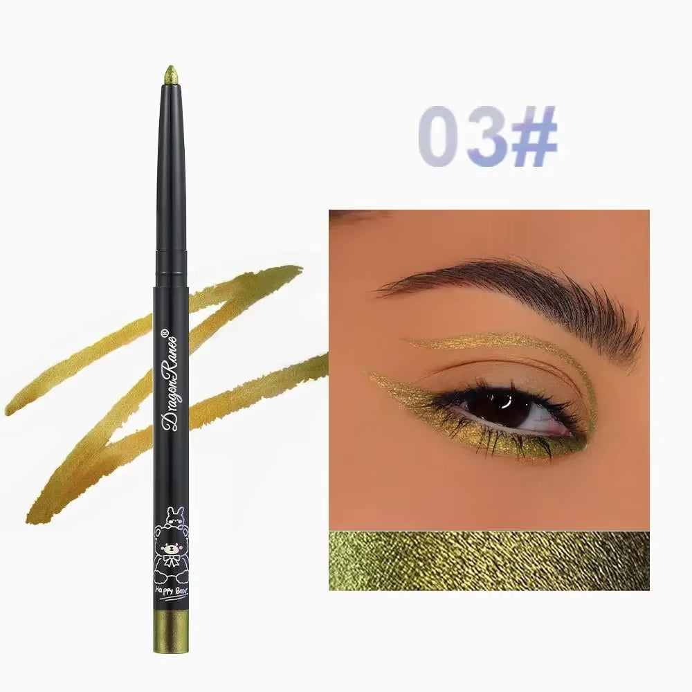 Glitter Metallic Eye Shadow Liner Pencil Waterproof Shiny Chrome Eyeliner Pearl Green Gold Purple Lying Silkworm Pen Makeup Tool