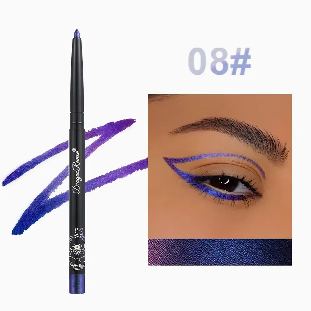 Glitter Metallic Eye Shadow Liner Pencil Waterproof Shiny Chrome Eyeliner Pearl Green Gold Purple Lying Silkworm Pen Makeup Tool