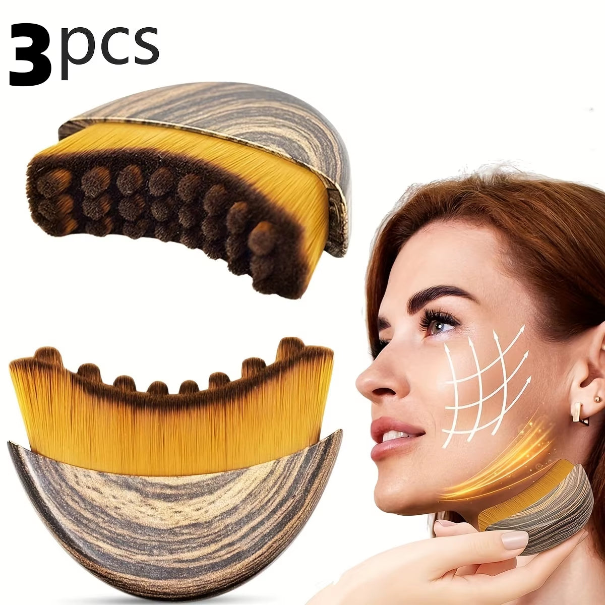 1/3 Pack Lymphatic Contour Facial Brush, Gua Sha Eye and Neck Care Brush, Lymphatic Contour Brush, Crescent Brush, Facial Brush, Massage Care Brush, Cleansing Brush