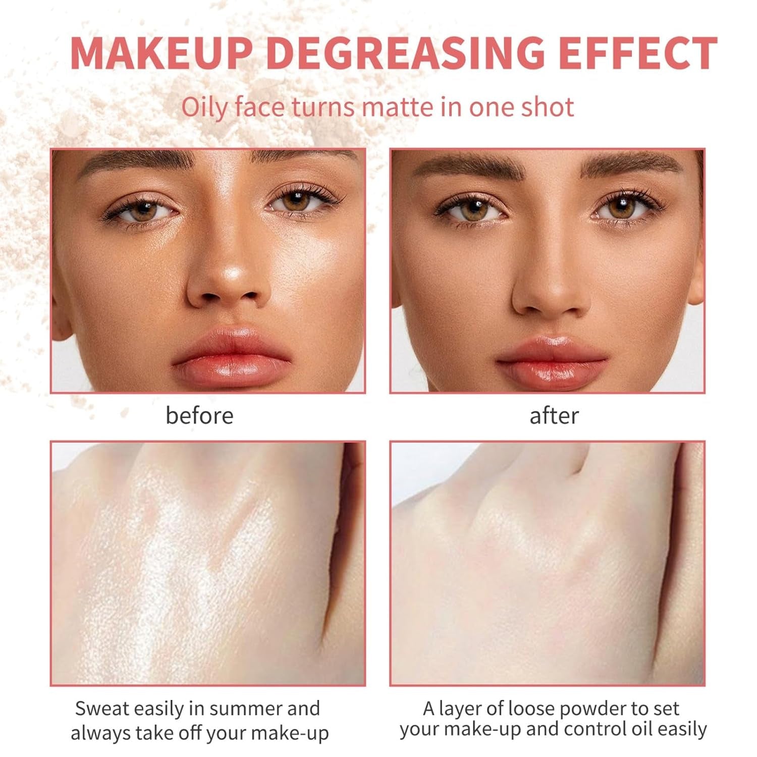 Matte Setting Loose Powder 8 Colors Smooth and Lightweight Face Powder for Brightening and Setting Makeup with Face Puff (03 Soleil)