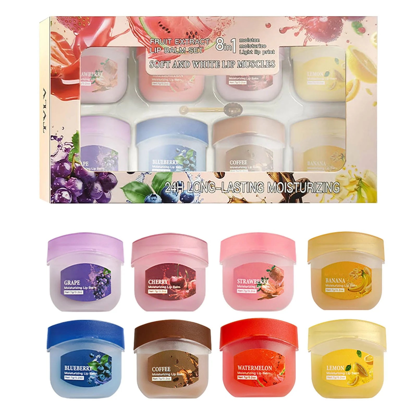 Lip Balm Set,8Pcs Fruit Flavored Lip Care Set,Worthwith Admd Lip Balm Set,Mini Lip Balm anti Chapping Lip Mmoisturizers,Moisturizing & Repairing