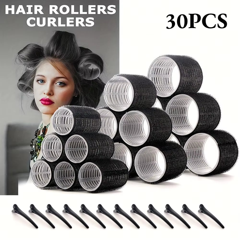 30Pcs Heatless Hair Styling Kit with Self-Grip Rollers 18Pcs 12Pcs Clips DIY Easy to Use Hair Care Beauty Tools for Natural Wave