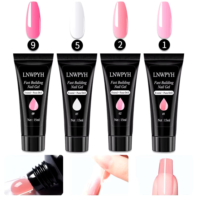 Gel Nail Polish Set with UV Nail Lamp Poly Extension Nail Gel Kit Semi Permanent Gel Varnish Set Professional Nail Art Tools Kit