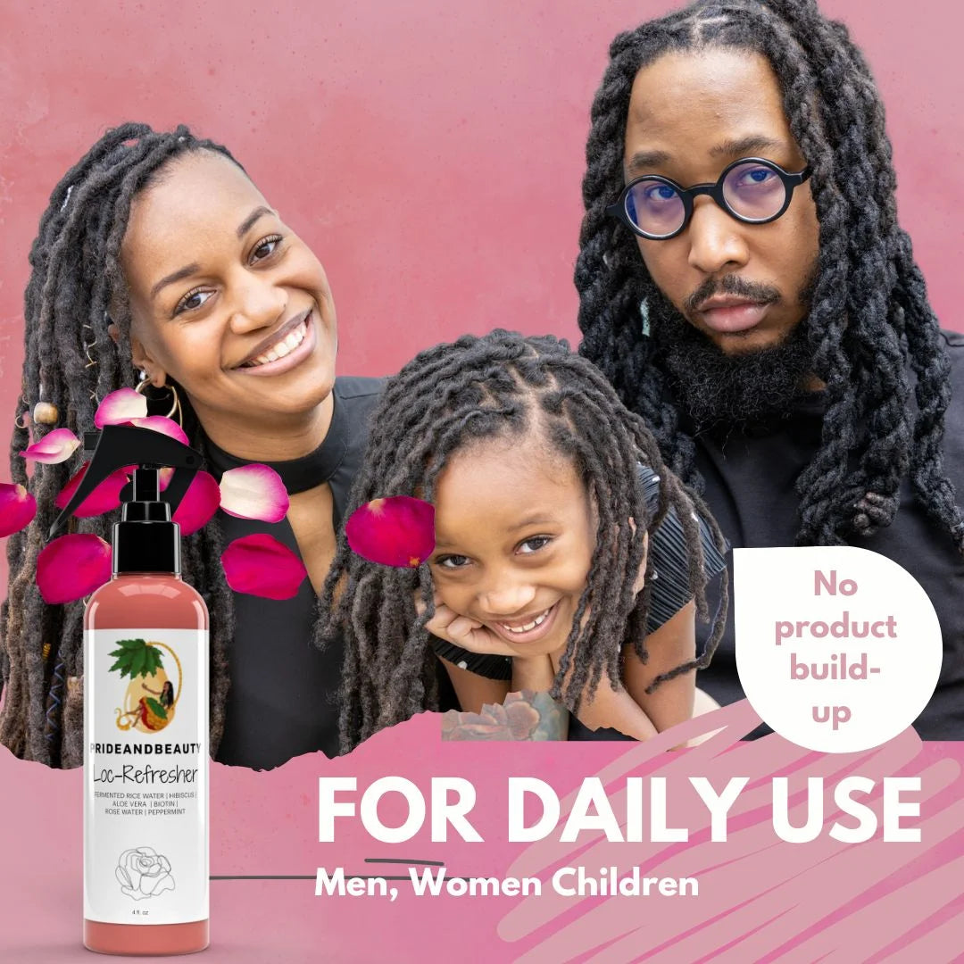 Loc Refresher Spray with Rosewater & Peppermint Natural Dreadlock Spray for Hair Growth, Moisture & Scalp Care – 4 Fl Oz