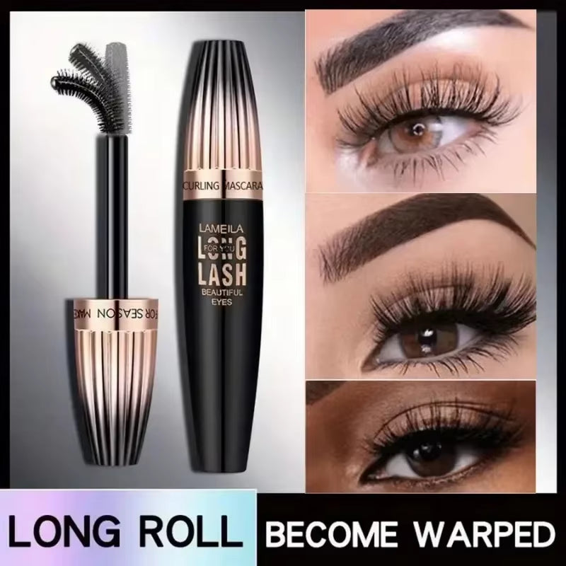 Waterproof 4D Mascara Thick Long Smudge-Proof Plump Encrypted Long-Lasting Curling Large Eye Makeup Makeup Tools