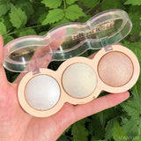 3 Colors High Gloss Highlighters Palette Makeup Face Brighten Contour Blush Waterproof Shimmer Powder Body Illuminator Cosmetics