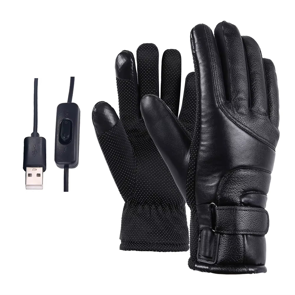 USB Electric Heated Gloves Outdoor Thermal Gloves Hand Warmer Winter Ski Gloves Motorcycle Heated Gloves Waterproof Touch Screen