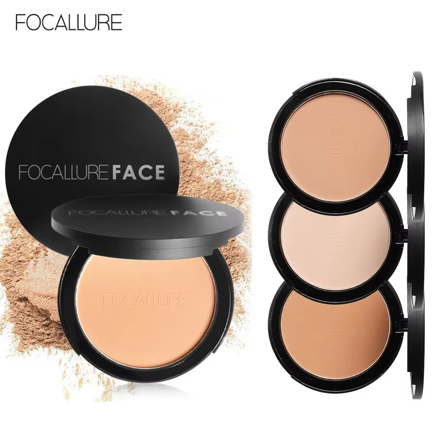 Mineral Face Pressed Powder Natural Foundation Oil Control Smooth Finish 3 Colors Concealer Setting for Makeup