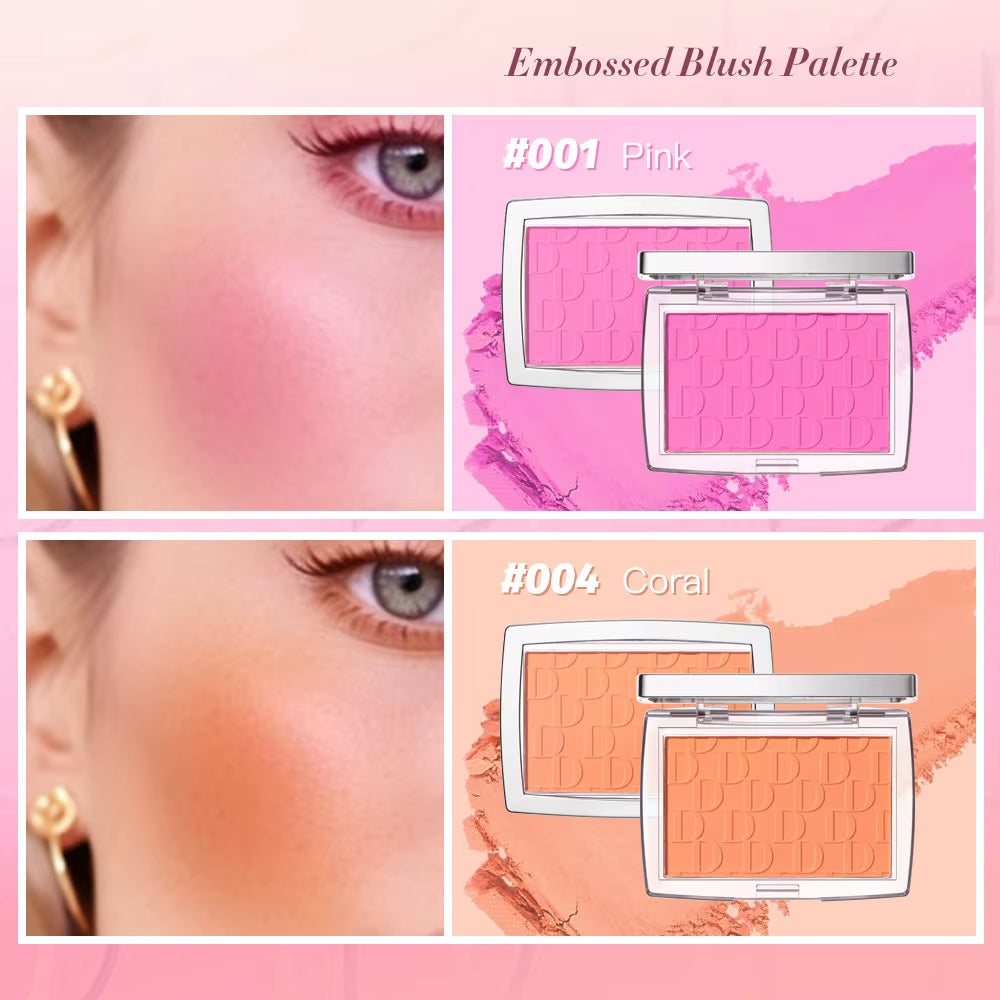 Hot Matte Embossed Blush Palette Rosy Blusher Facial Blush Powder High Pigmented Pink Coral Rouged for Cheeks Smooth Cosmetics