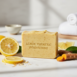 Lemon turmeric brightening soap bar with fresh ingredients
